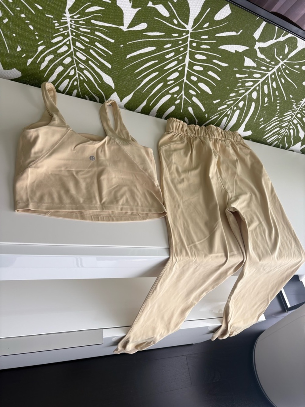 Nude Beige Active Set - Tank & patching pants